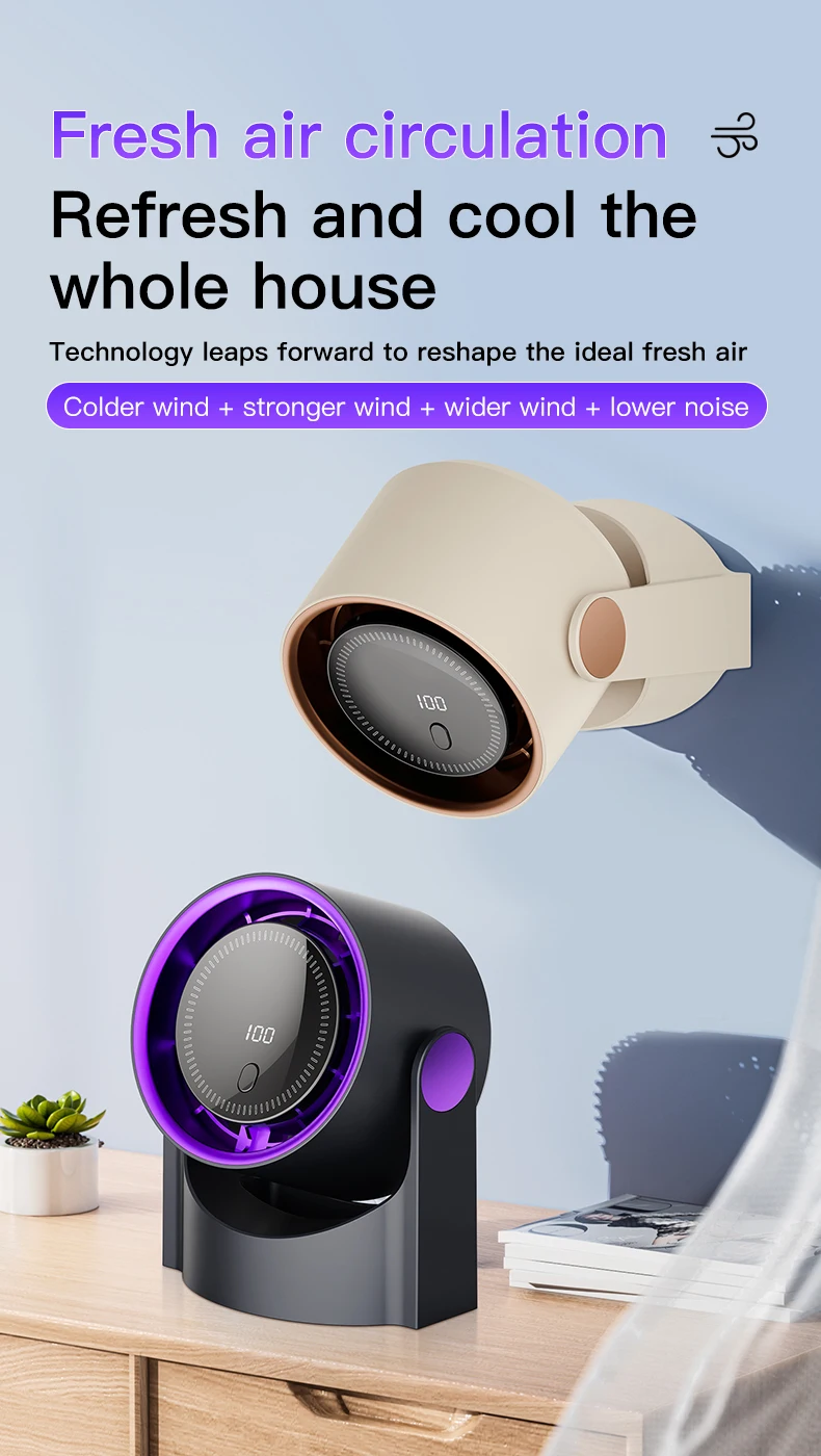 TINSOL Multi-Function Electric Fan Air Circulator, Wireless Portable Home Silent Ventilator desktop Wall Ceiling Fan, Air Cooler
