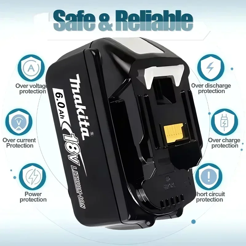 100% original Makita 18V 6.0Ah Rechargeable Battery ,For Makita BL1830 BL1830B BL1840 BL1840B BL1850 BL1850B Power Tools Battery