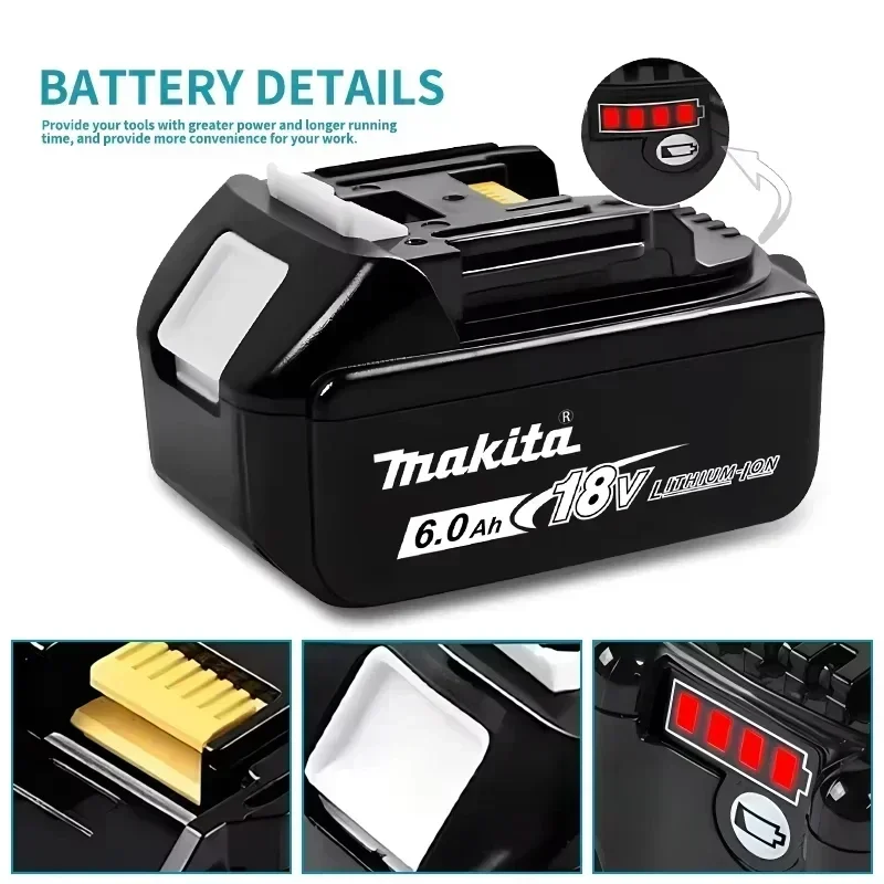 100% original Makita 18V 6.0Ah Rechargeable Battery ,For Makita BL1830 BL1830B BL1840 BL1840B BL1850 BL1850B Power Tools Battery
