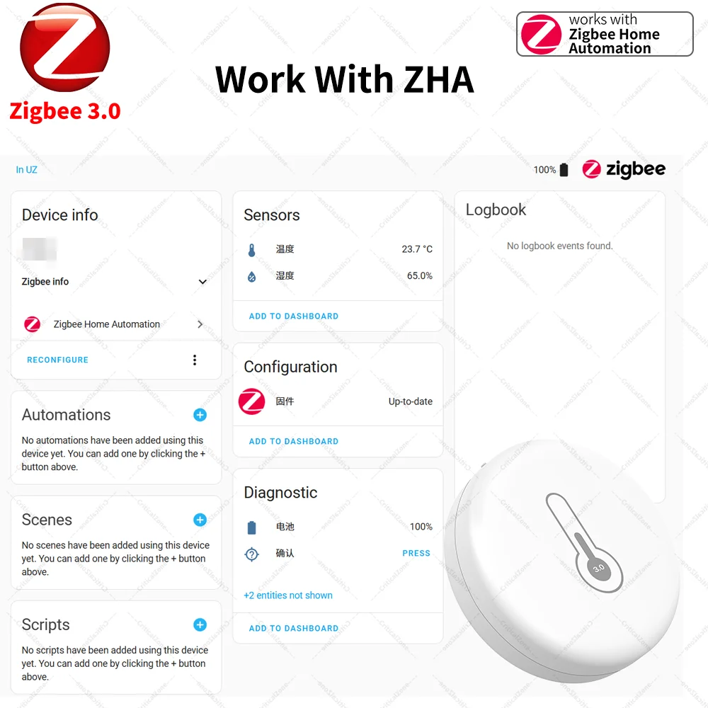 Zigbee 3.0 Sensor Temperature Humidity Sensor Zigbee Hub Required workwith Home Assistant Yandex Alexa ZHA Zigbee2MQTT HA