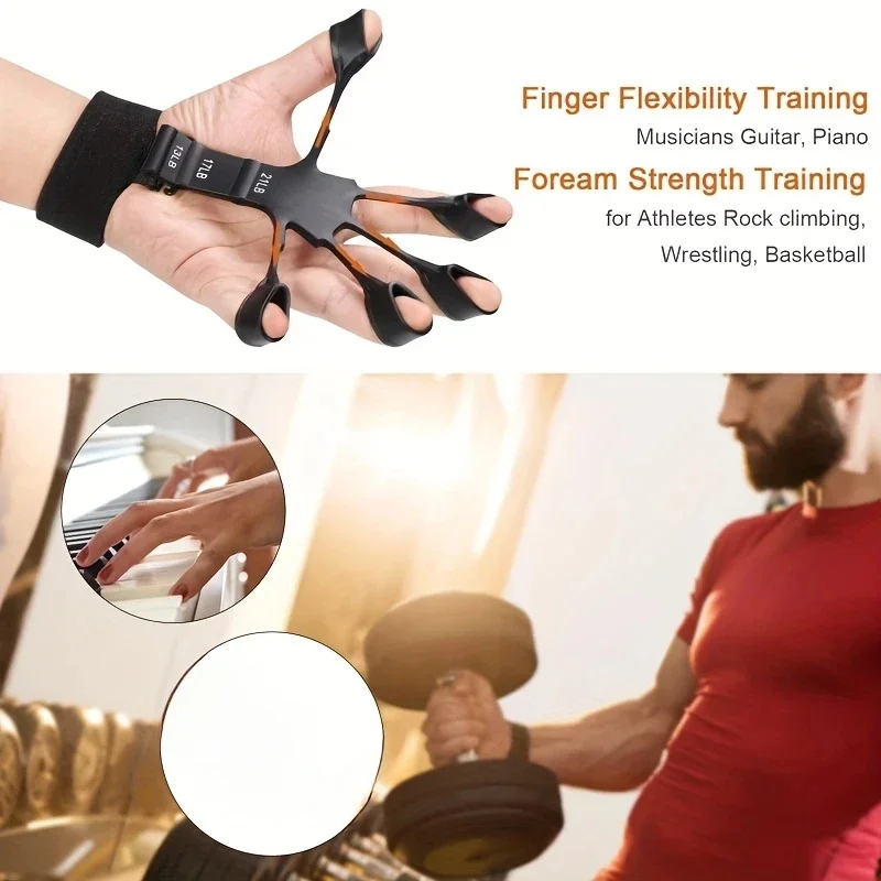Finger Exerciser Hand Grip Strengthener Adjustable Silicone Forearm Wrist Trainer for Fitness Workouts Home Gym