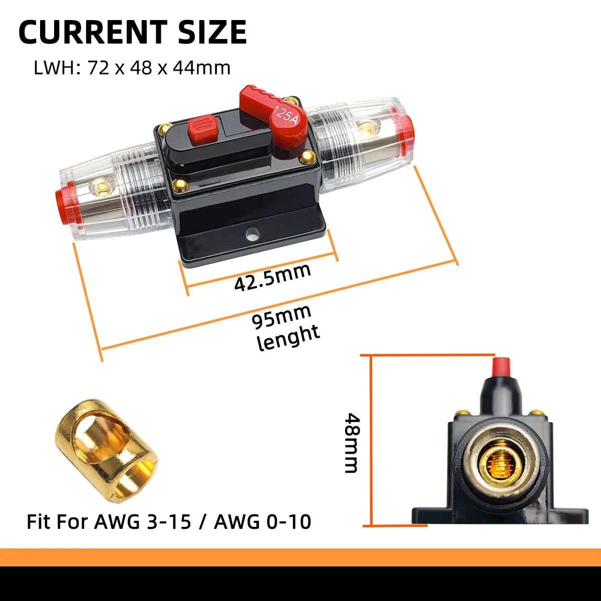 20-300 Ampere Car Audio System Manual Reset Waterproof Marine Circuit Breaker Reset Fuse 12V-48V DC Waterproof Circuit Breaker