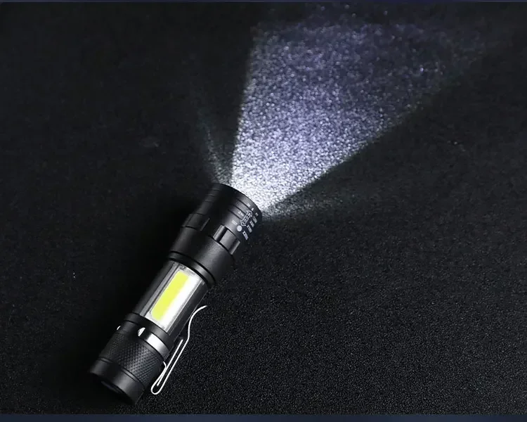 COB+XPE Mini Portable Flashlight Zoomable Small Torch USB Rechargeable Outdoor Camping Fishing Long Range Emergency Lantern