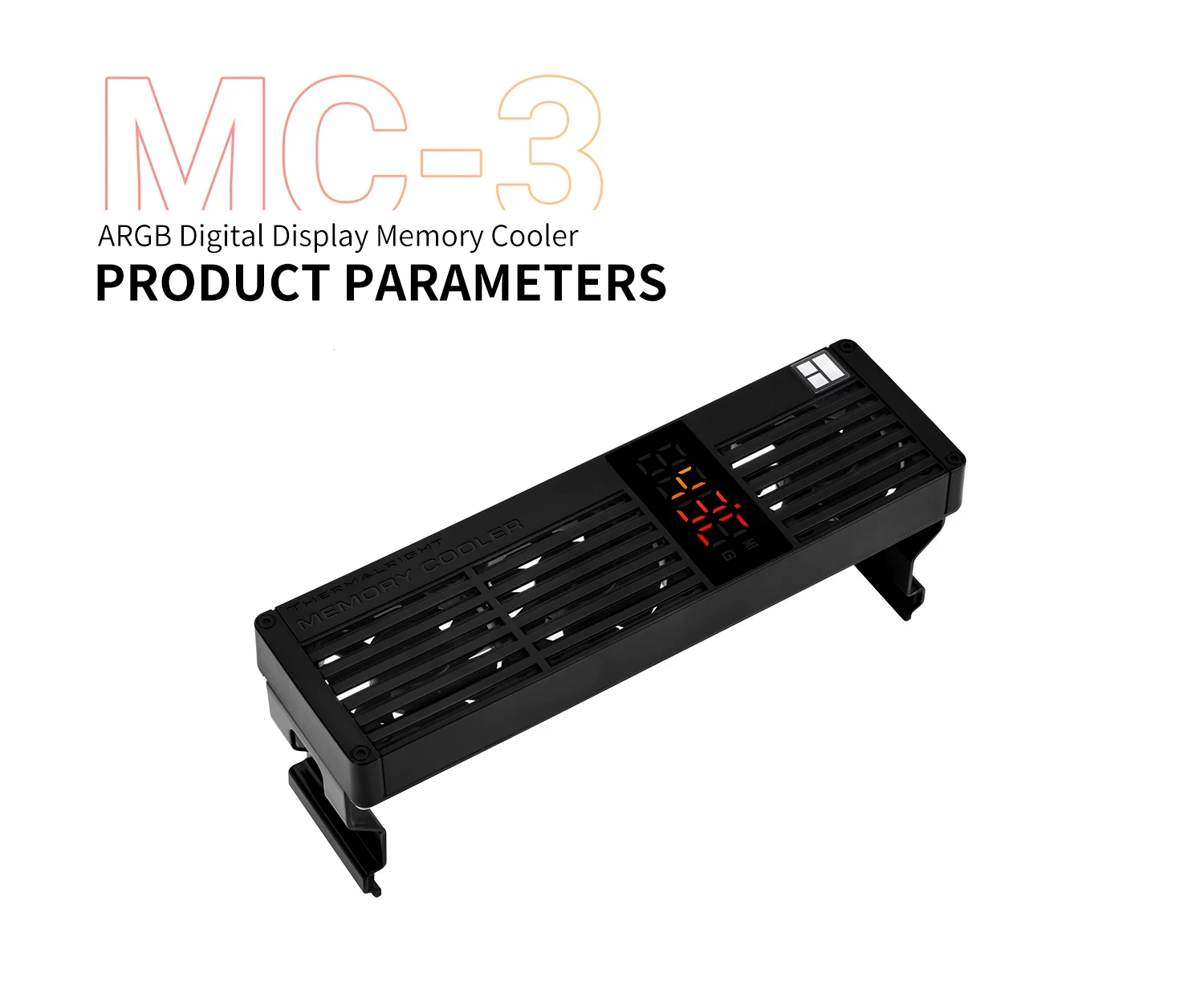 Thermalright MC-3 DIGITAL BLACK Digital Display Screen Memory Heatsink, Suitable for DDR/DDR2/DDR3/DDR4/DDR5, 40x40x10mm Fan X3