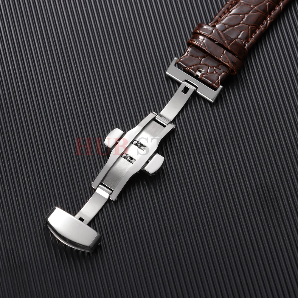 Crocodile Pattern Design Leather Watchbands Automatic Buckle Men Women Business Watch Band 12/14/16/18/19/20/22mm Watch Straps