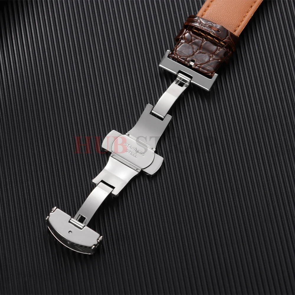 Crocodile Pattern Design Leather Watchbands Automatic Buckle Men Women Business Watch Band 12/14/16/18/19/20/22mm Watch Straps