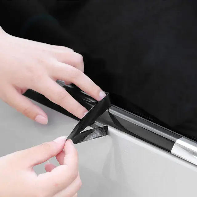 Car Vinyl Wrap Strip Tape Gloss Black Wrap Foil Kit Anti Scratch Window Door Protection Film 3/5cmX10M Car Accessories
