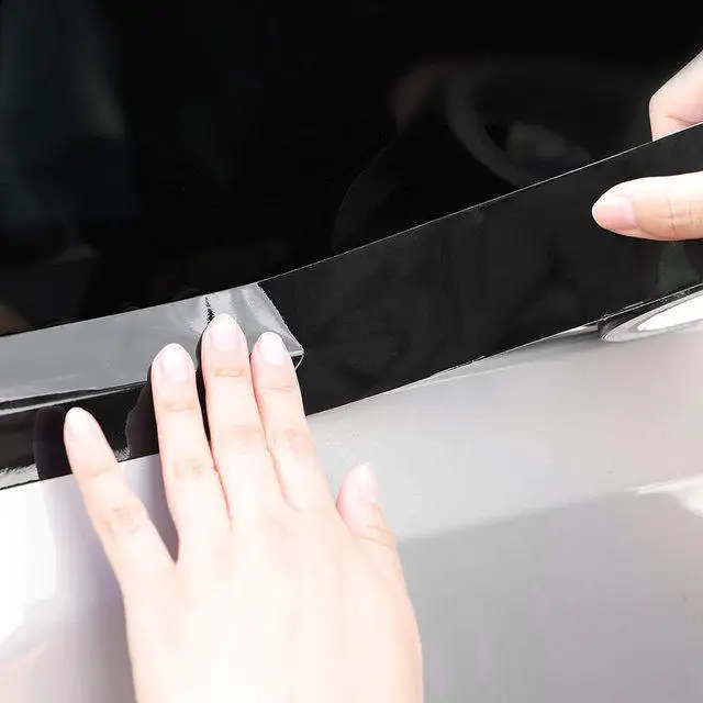Car Vinyl Wrap Strip Tape Gloss Black Wrap Foil Kit Anti Scratch Window Door Protection Film 3/5cmX10M Car Accessories