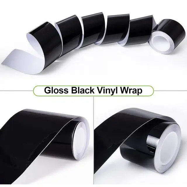 Car Vinyl Wrap Strip Tape Gloss Black Wrap Foil Kit Anti Scratch Window Door Protection Film 3/5cmX10M Car Accessories
