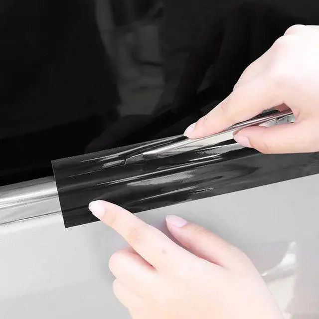 Car Vinyl Wrap Strip Tape Gloss Black Wrap Foil Kit Anti Scratch Window Door Protection Film 3/5cmX10M Car Accessories