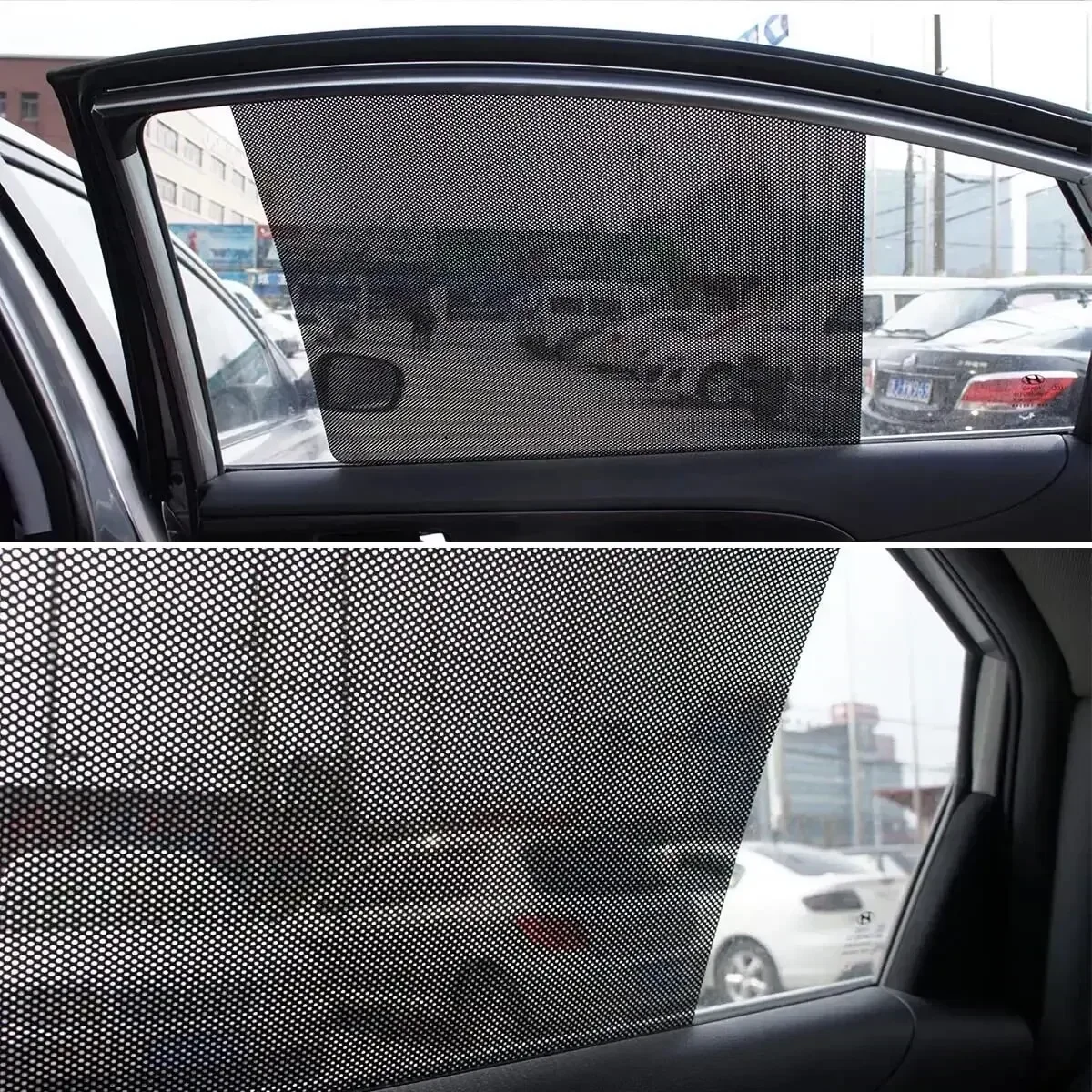 Car Window Shade Electrostatic Stickers Anti-UV Privacy Black White Dotted Sunshade Window Stickers for Auto Side Blocks Covers