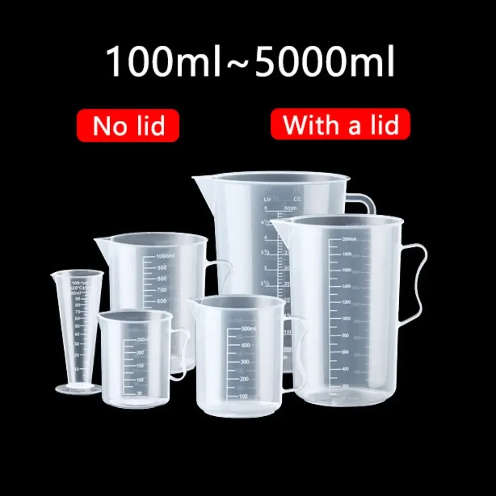 100-5000ml Kitchen Food Grade Measuring Cup Lidless with Lid Scale PC High Temperature Resistant Milk Tea Shop Plastic Beaker
