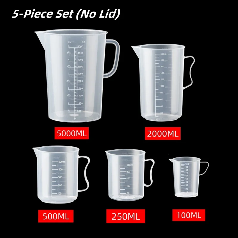 100-5000ml Kitchen Food Grade Measuring Cup Lidless with Lid Scale PC High Temperature Resistant Milk Tea Shop Plastic Beaker
