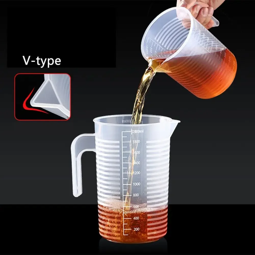 100-5000ml Kitchen Food Grade Measuring Cup Lidless with Lid Scale PC High Temperature Resistant Milk Tea Shop Plastic Beaker