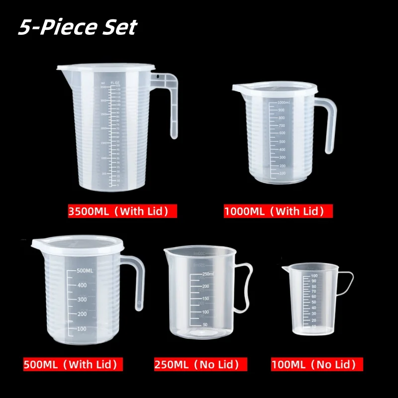 100-5000ml Kitchen Food Grade Measuring Cup Lidless with Lid Scale PC High Temperature Resistant Milk Tea Shop Plastic Beaker
