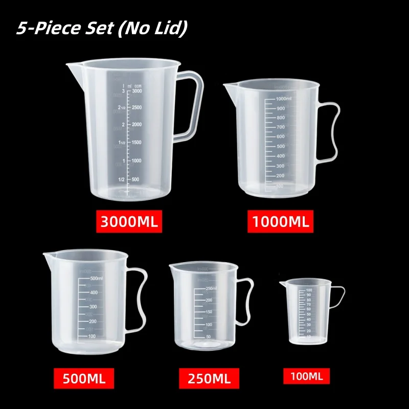 100-5000ml Kitchen Food Grade Measuring Cup Lidless with Lid Scale PC High Temperature Resistant Milk Tea Shop Plastic Beaker