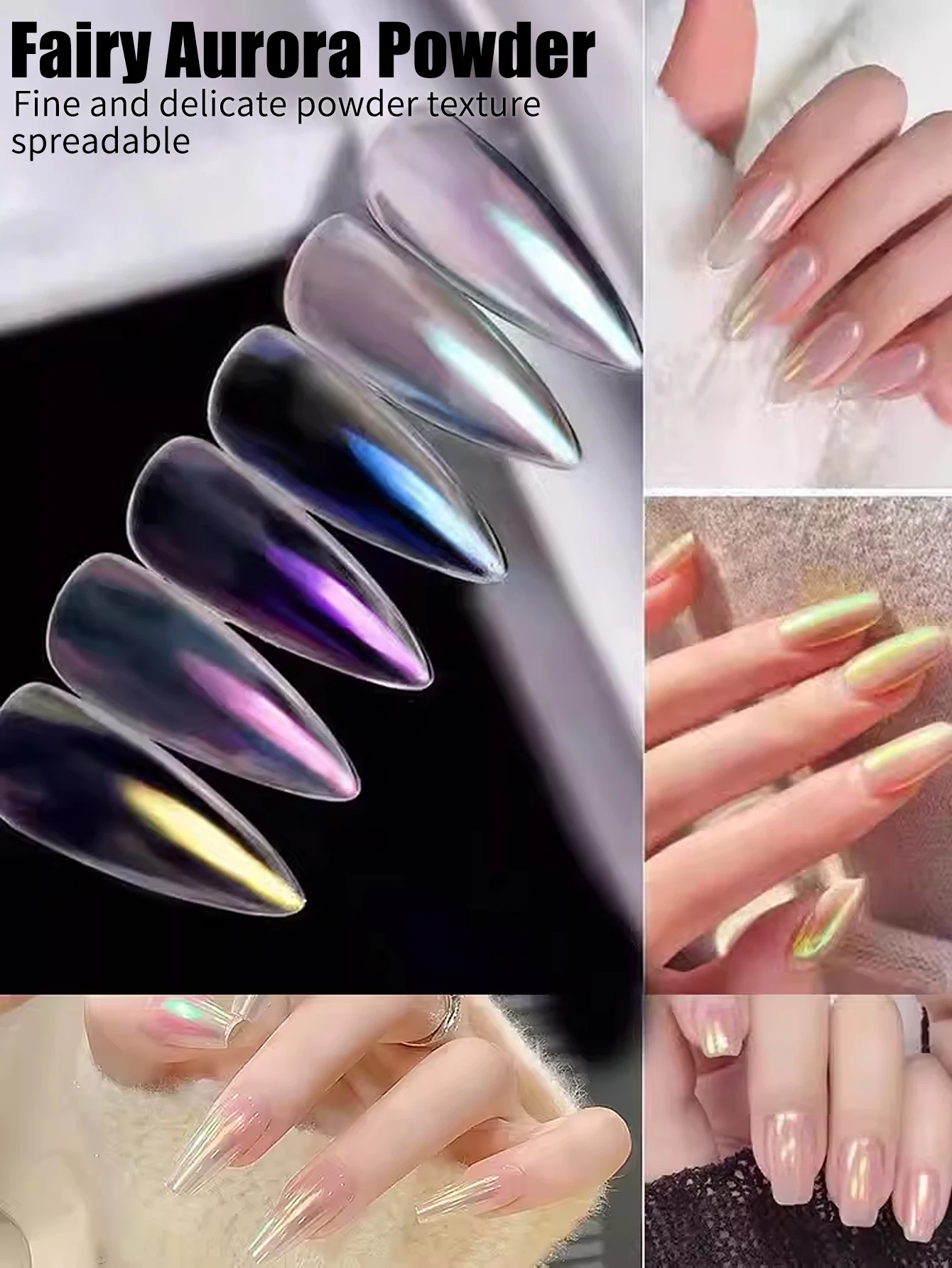Pearl White Nails Glitter Dust Chrome Moonlight Rubbing on Powder Silver Shell Mirror Pigment Nail Art Supplies Decoration