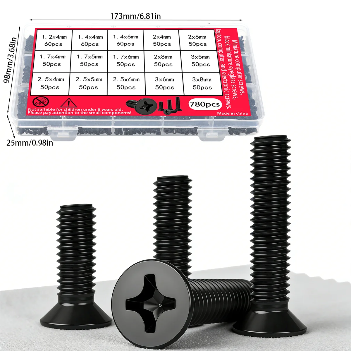 780pcs Miniature Computer Screw Set for PCs Laptops SSDs CPU Coolers Miniature Glasses Electronic Repair Screws