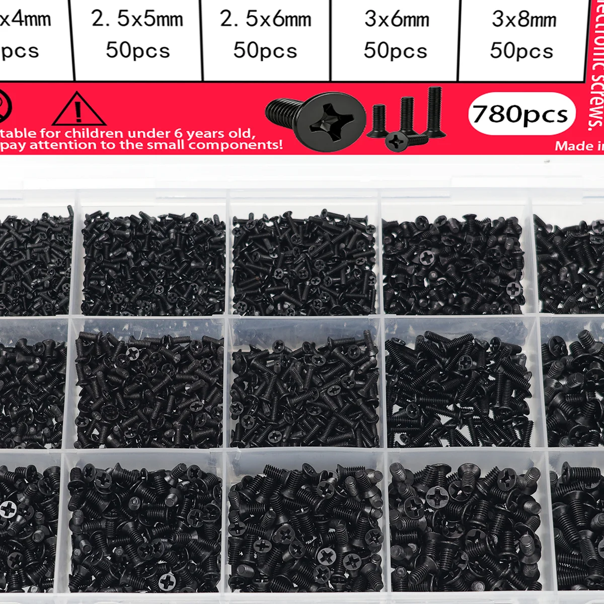 780pcs Miniature Computer Screw Set for PCs Laptops SSDs CPU Coolers Miniature Glasses Electronic Repair Screws
