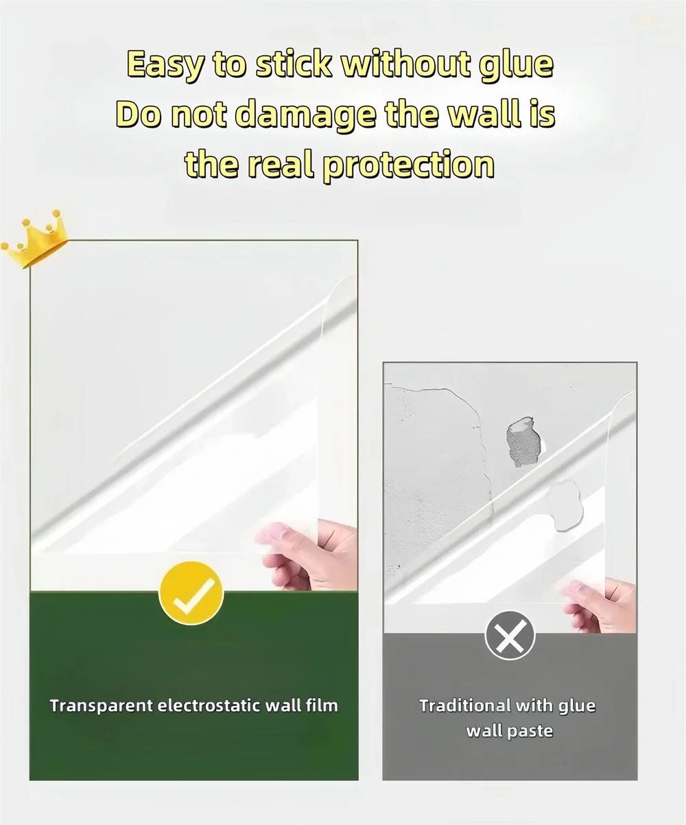 3M/5M/10M Kitchen Wall Wallpaper Transparent Electrostatic Protective Film Oil Proof Wall Sticker Waterproof Paper Home Decor