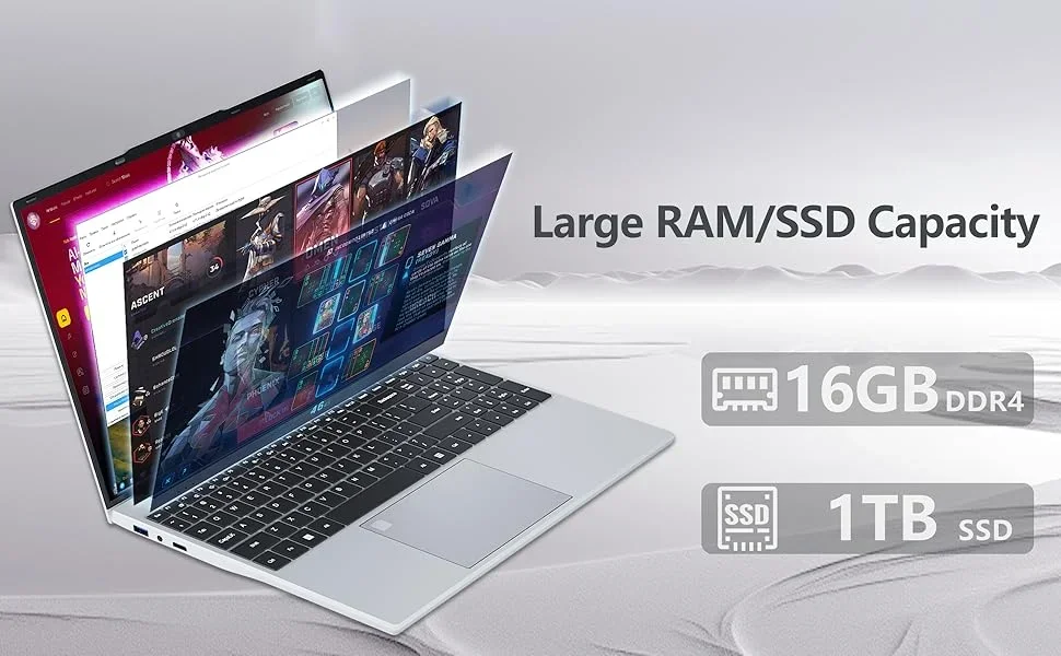 15.6" Windows 11 Laptops Intel Core i9-10980HK 16GB RAM 1TB SSD Gaming Laptop Office Study Home Use Backlight Fingerprint UnIock