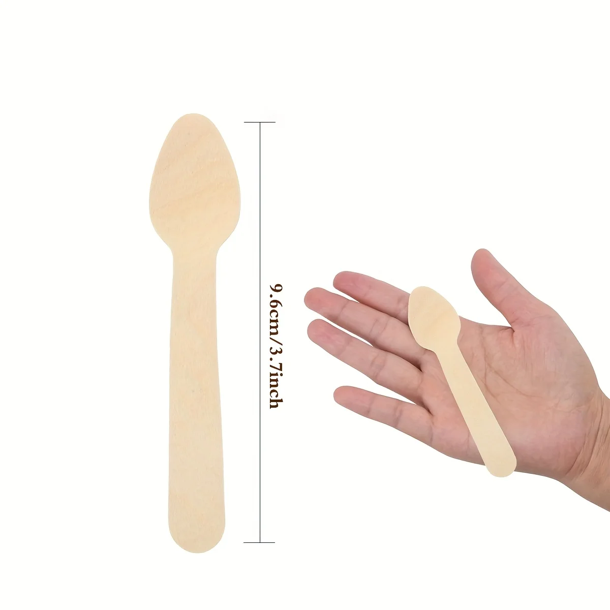 50Pcs Disposable Spoons (Approximately 9.6cm) Wooden Mini Dessert Spoons, Dessert Spoons, Tasting Spoons, Suitable for Parties, Gatherings, Holiday Celebrations, and Can Be Used by Multiple Guests