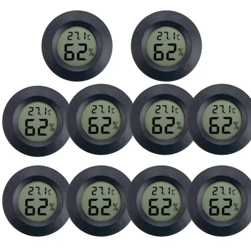4 Pcs Mini Hygrometer Thermometer Meter Digital LCD Monitor Indoor Room Round Humidity Temperature Gauge