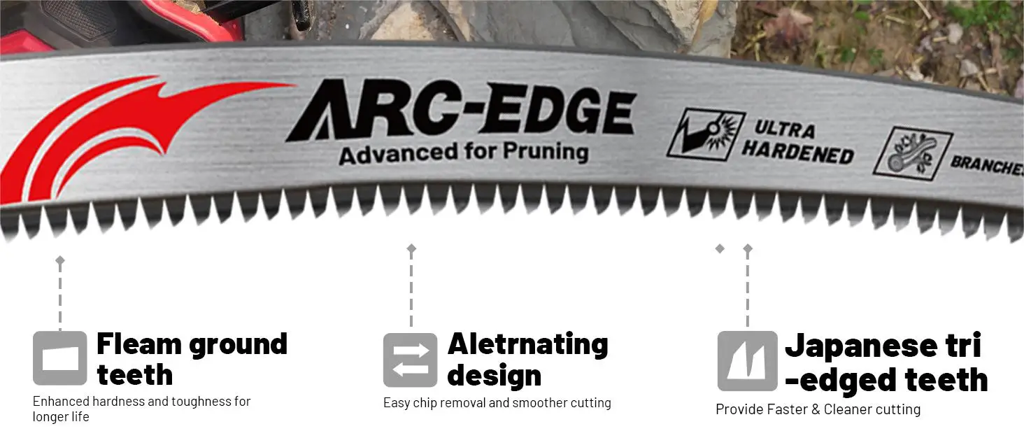 EZARC 9''/12"/15'' Japanese Teeth Reciprocating Saw Blades, 6TPI Arc Tooth Pruning Blades for Tree Trimming, Wood Cutting