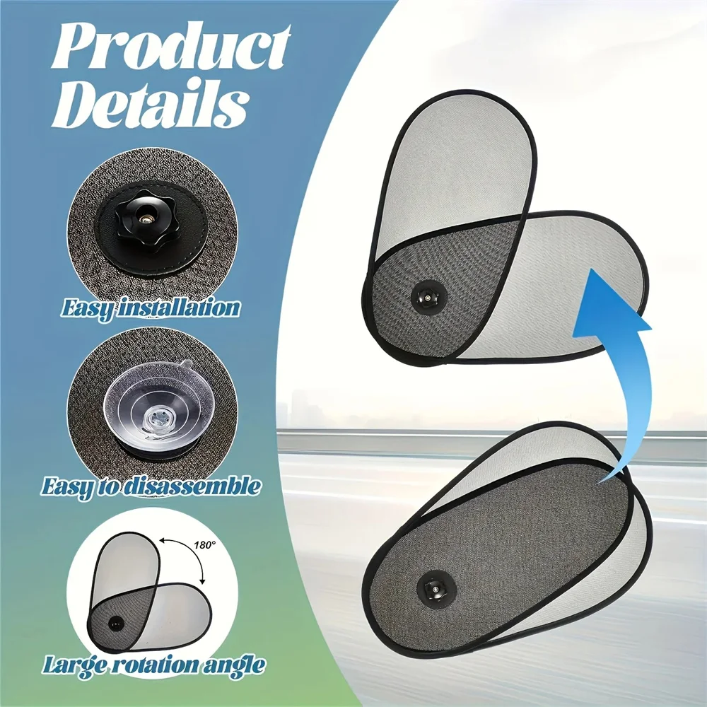 2-in-1 Car Side Shade,Telescopic Design, Heat Insulation Sun Blocker for All Cars,without Blocking Vision,,for Travel/Car Use