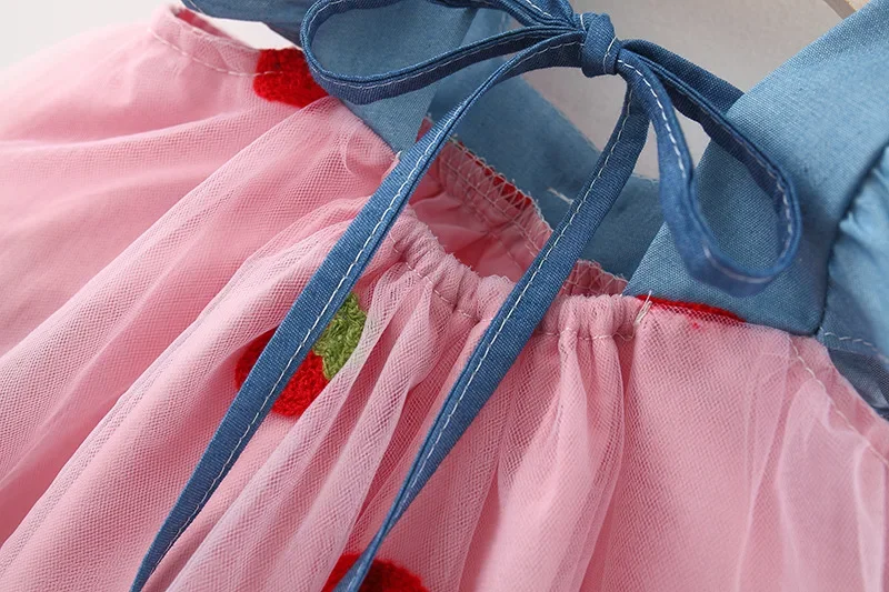 Baby Girl Dress Summer Cherry Mesh Girl's Dress Cute Beach Baby Dress Baby Girl Clothes