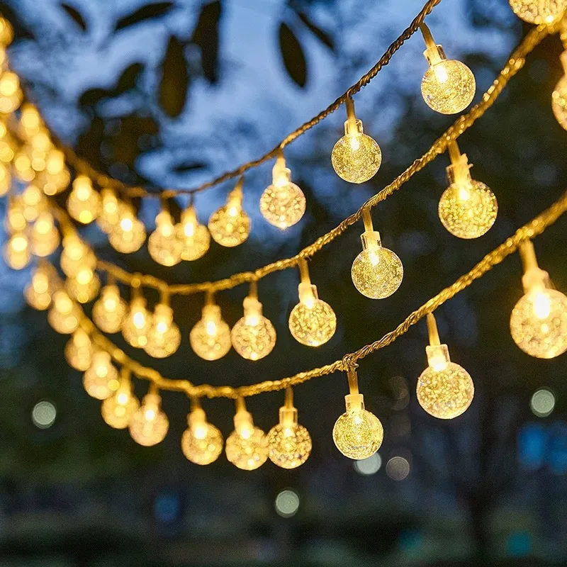 22M Solar String Lights Outdoor Led Crystal Globe Lights Waterproof Solar Festoon Fairy Light for Garden Christmas Outdoor Decor