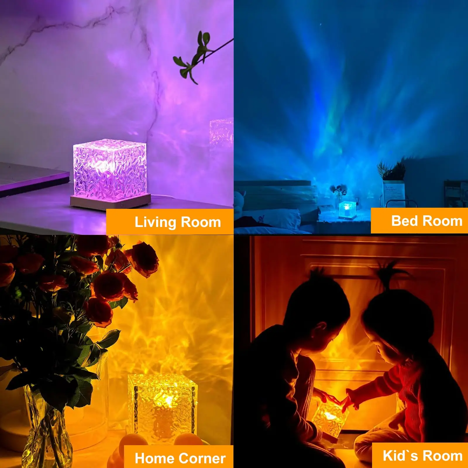 16Colors Ocean Wave Aurora Projector Light Touch LED Night Light Remote Dimmable Auto Rotating USB Powered Gift Party Decoration