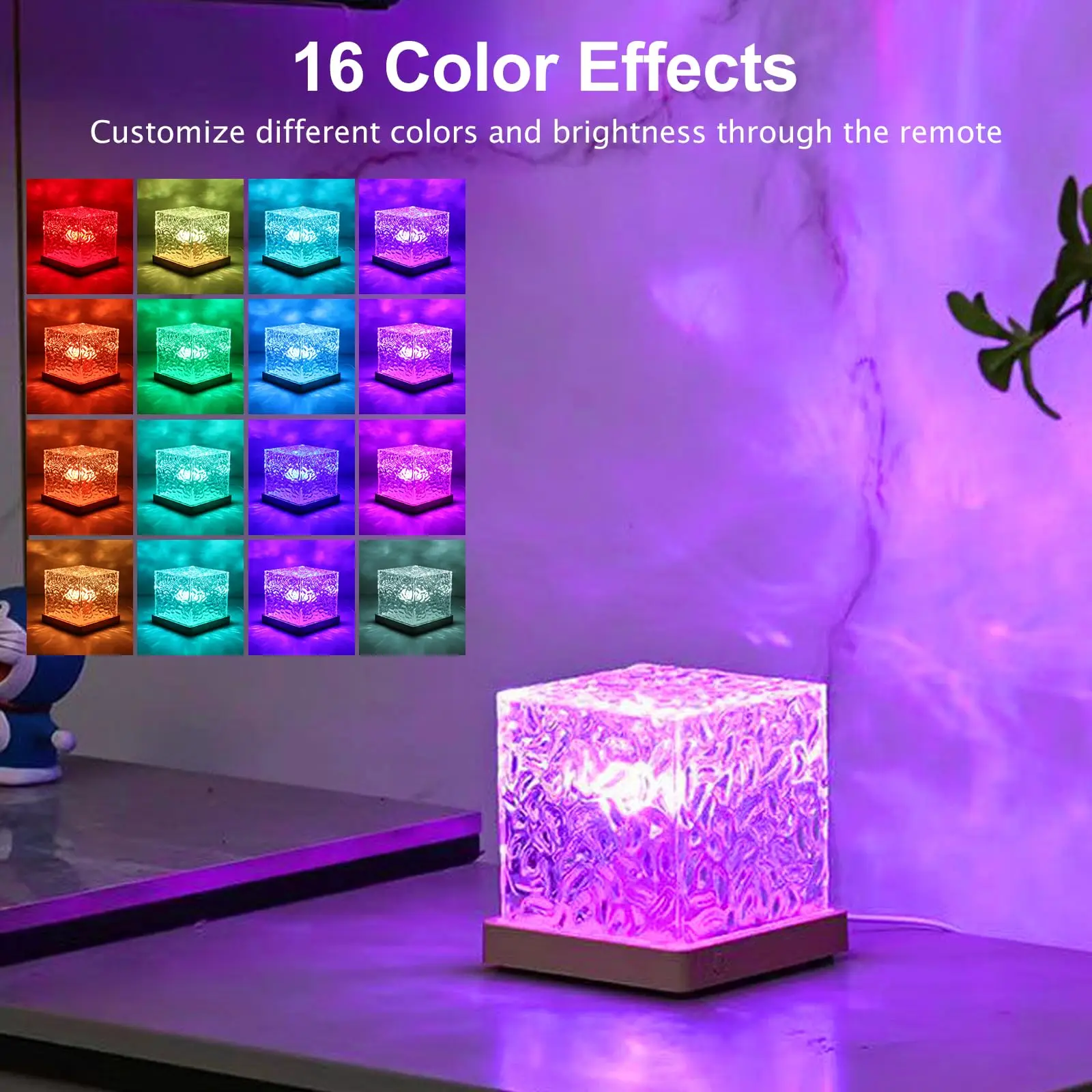 16Colors Ocean Wave Aurora Projector Light Touch LED Night Light Remote Dimmable Auto Rotating USB Powered Gift Party Decoration