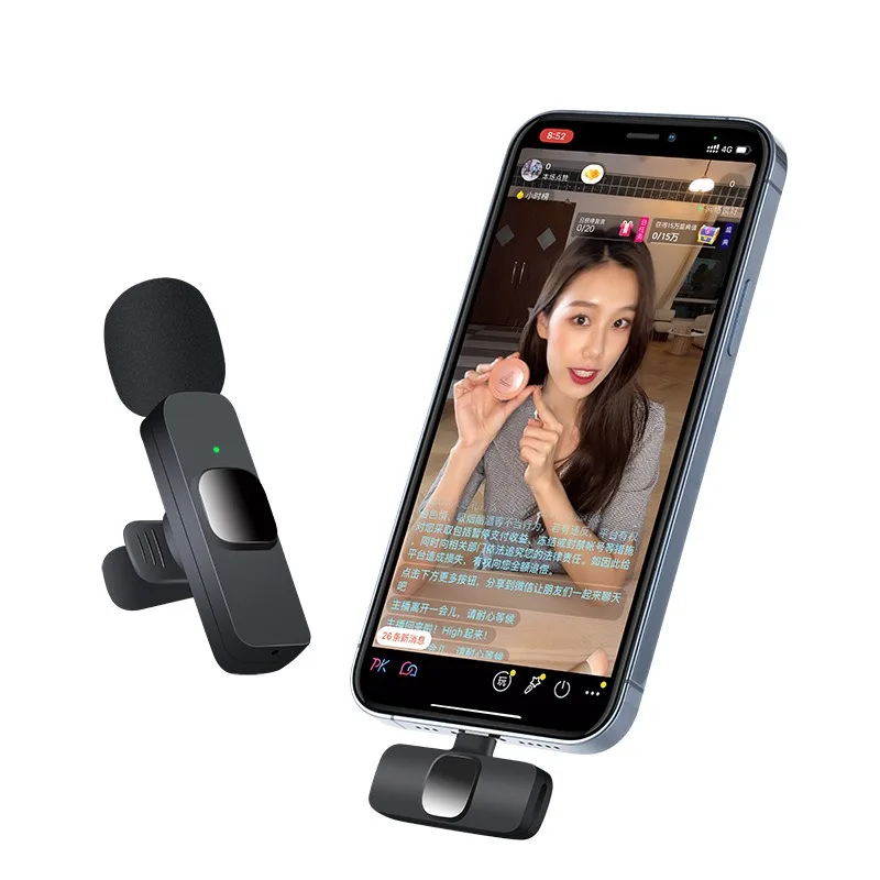 Mini Wireless Lavalier Microphone Windproof Wool Replaceable for iPhone Android YouTube Vlog Audio Recording