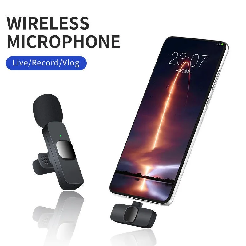Mini Wireless Lavalier Microphone Windproof Wool Replaceable for iPhone Android YouTube Vlog Audio Recording