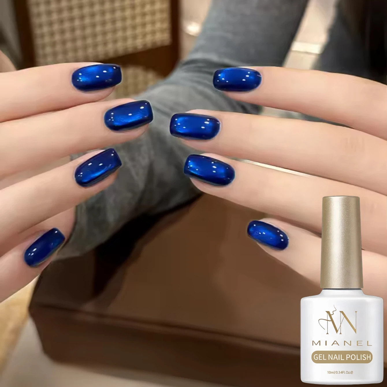 MIANEL 1pc Blue Cat Eye Nail Gel Polish Semi Permanent Nail Art Soaking UV LED Nail Salon DIY Nail Salon Gel