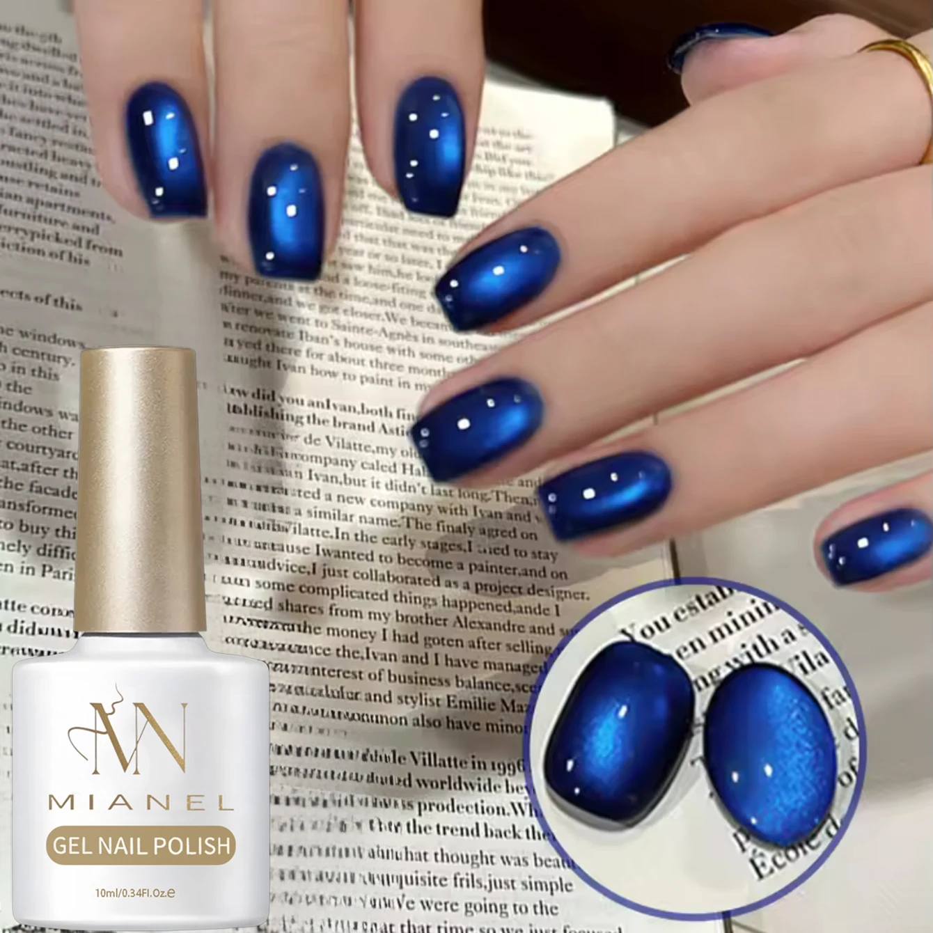MIANEL 1pc Blue Cat Eye Nail Gel Polish Semi Permanent Nail Art Soaking UV LED Nail Salon DIY Nail Salon Gel