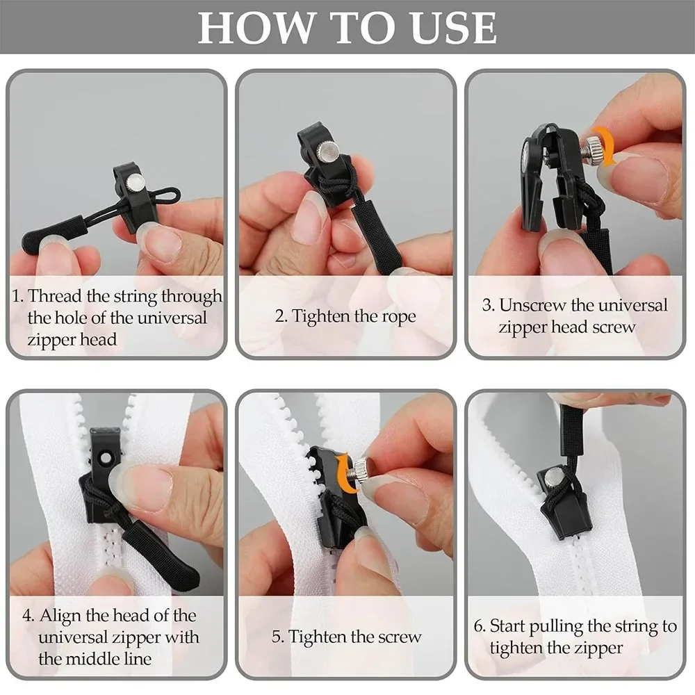 Universal Detachable Metal Zipper Slider Puller Detachable Instant Repair Kit DIY Replacement Lever Locks for Clothing Luggage