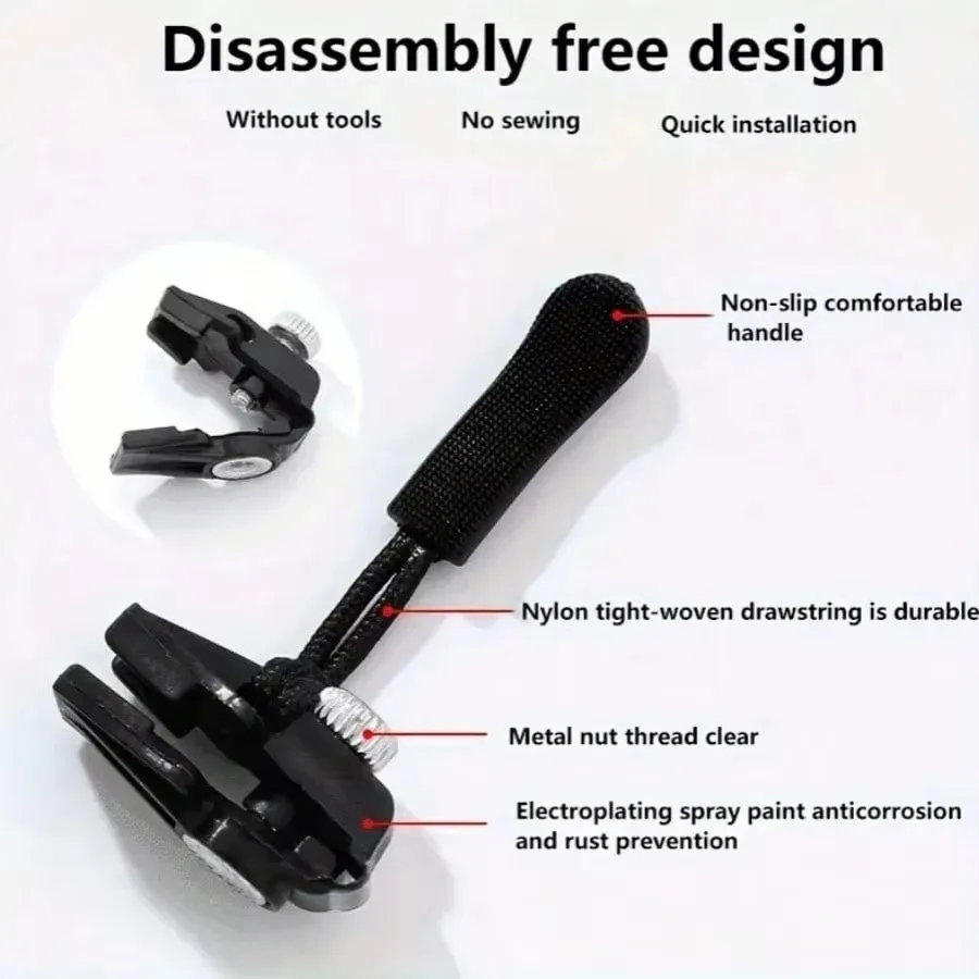 Universal Detachable Metal Zipper Slider Puller Detachable Instant Repair Kit DIY Replacement Lever Locks for Clothing Luggage