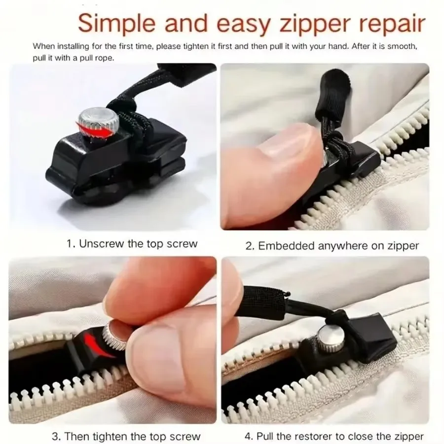 Universal Detachable Metal Zipper Slider Puller Detachable Instant Repair Kit DIY Replacement Lever Locks for Clothing Luggage