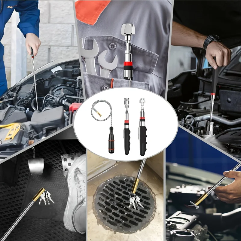 Telescoping Magnetic Pickup Tool Telescopic Strong Magnet Sticks Non-Slip Long Extendable Magnet Pickup Tools Nail Picker Upper