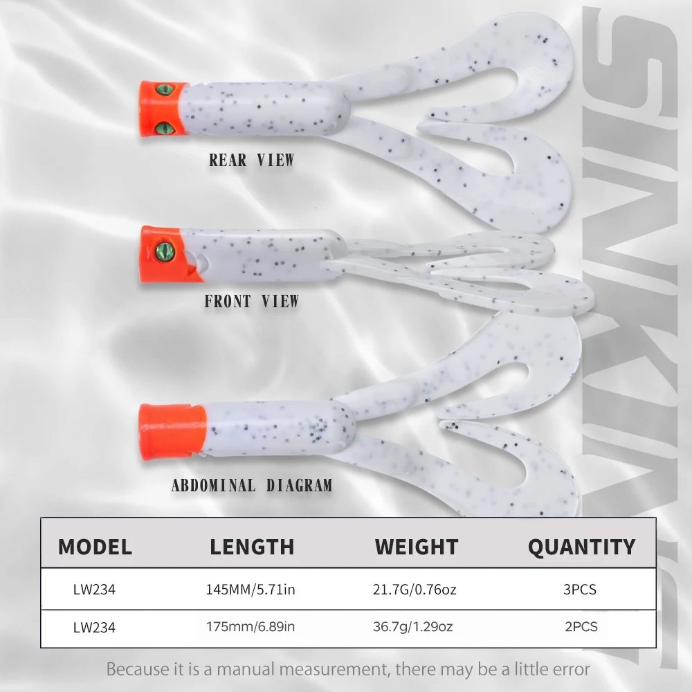 Hunthouse 175mm 36.7g Twin Tail Trailer Silicone Soft Fishing Lure 2pcs/lot Spinning Souple Leurre For Barsch Zander Pike Fish