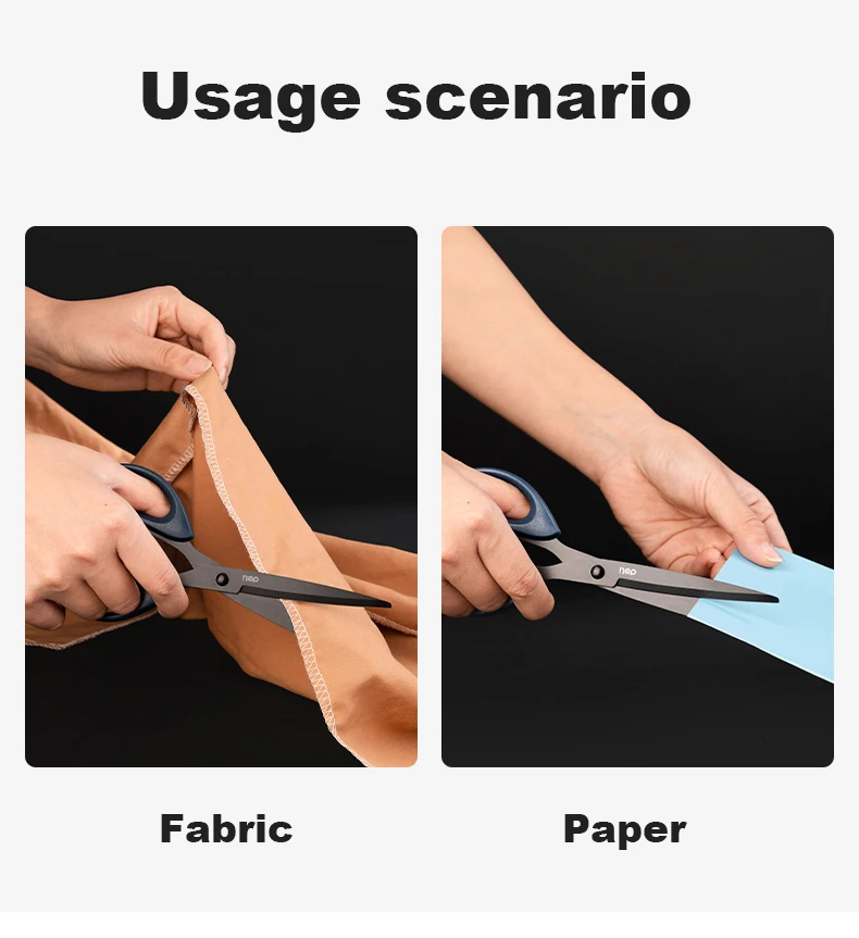 Deli Black Blade Scissors Stationery 180mm 7 Inch Stainless Steel Anti-Rust Sharp Office Home School Craft Cutting Tool