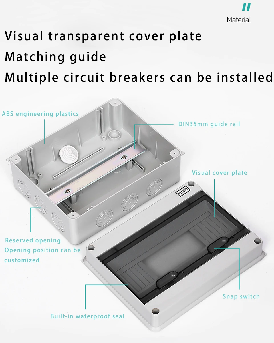 IP65 Waterproof Distribution Box 2/3/5/8/12/15/18/24WAY ABS Plastic Electrical Enclosure HT Series Junction Box