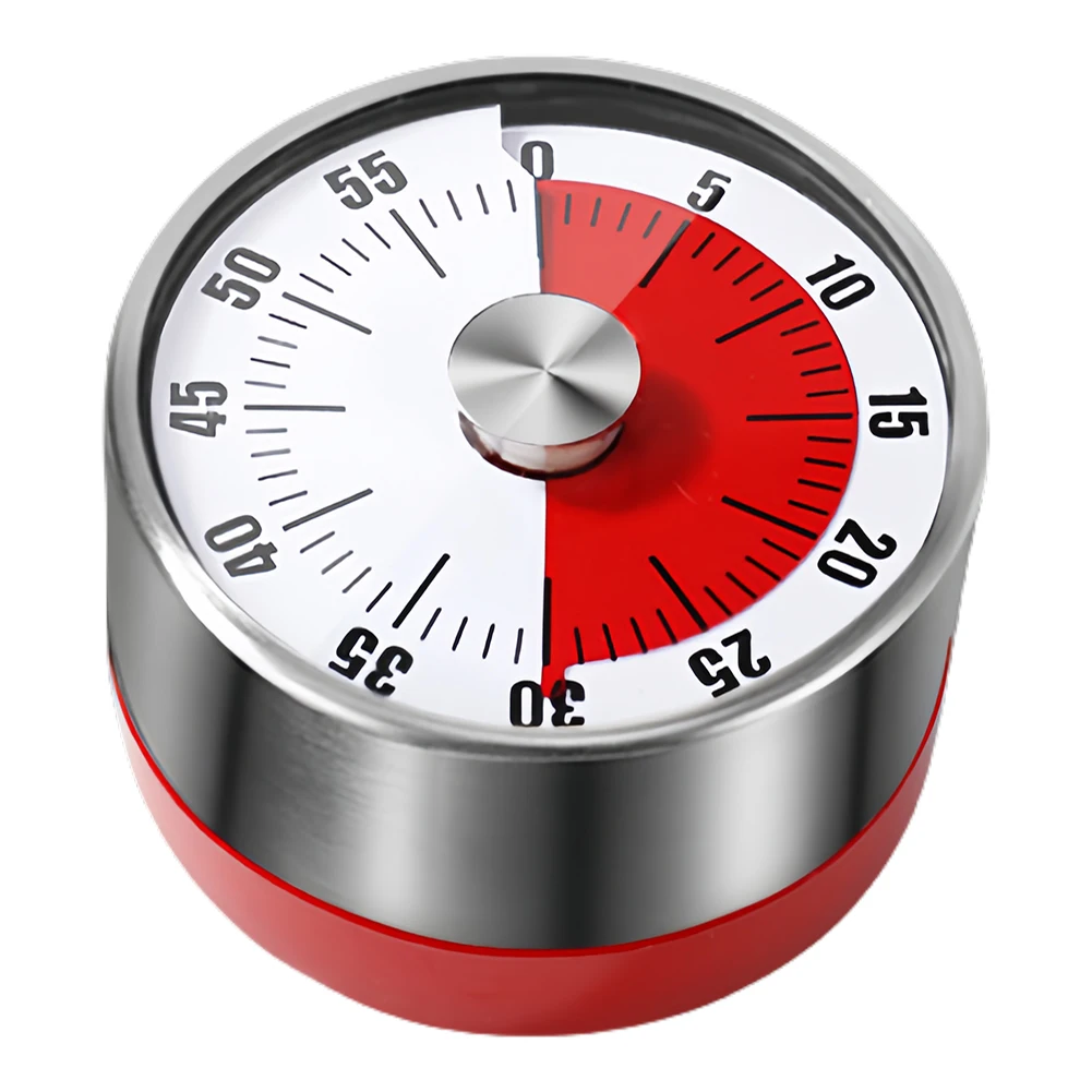 Stainless Steel Mechanical Kitchen Timer 60-Minute Countdown Magnetic Alarm Reminder for Cooking & Student Study