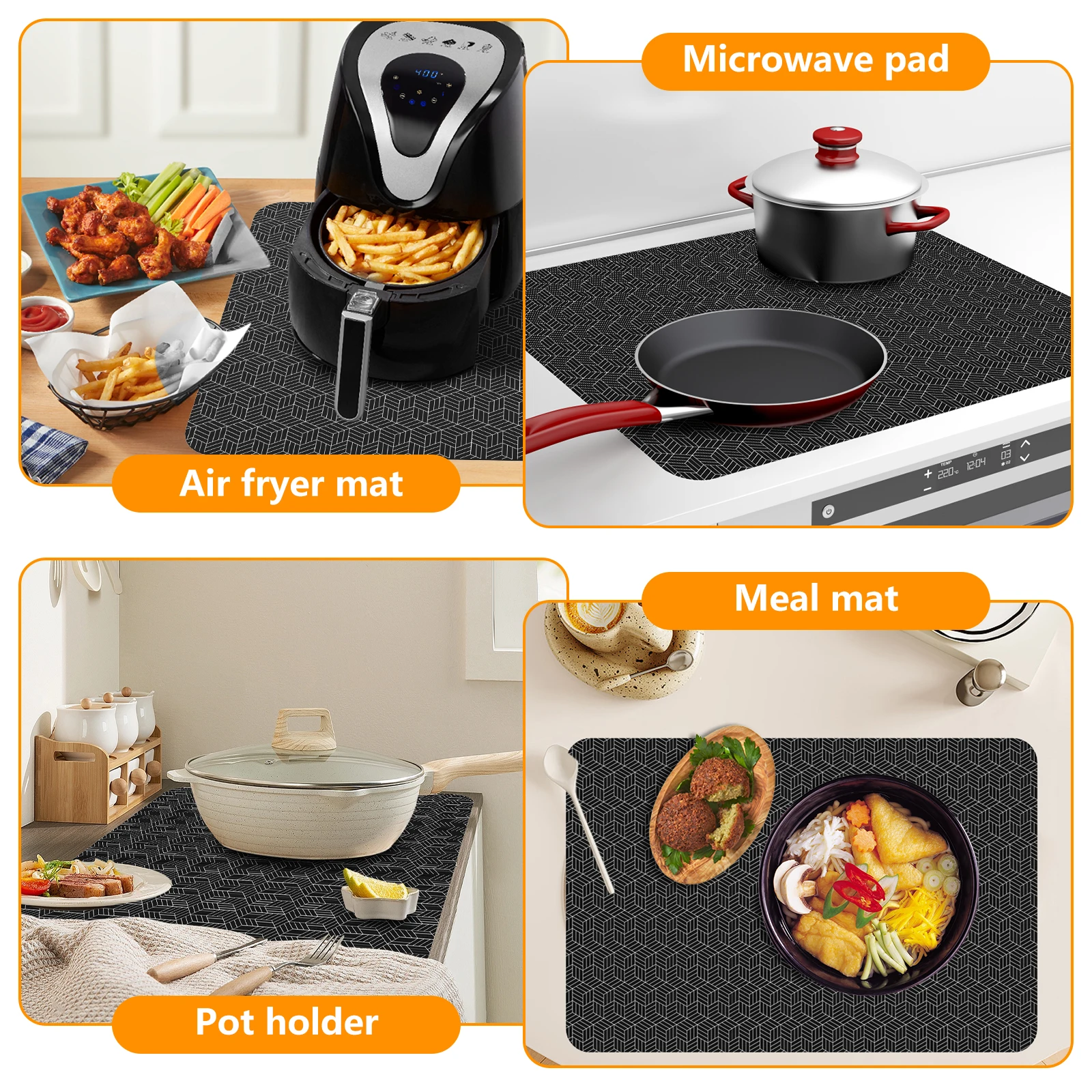 Induction Cooktop Mat Silicone Anti-Scratch Induction CooktopResistant Non-Slip Kitchen Counter Protect Mat Protector Mat Heat