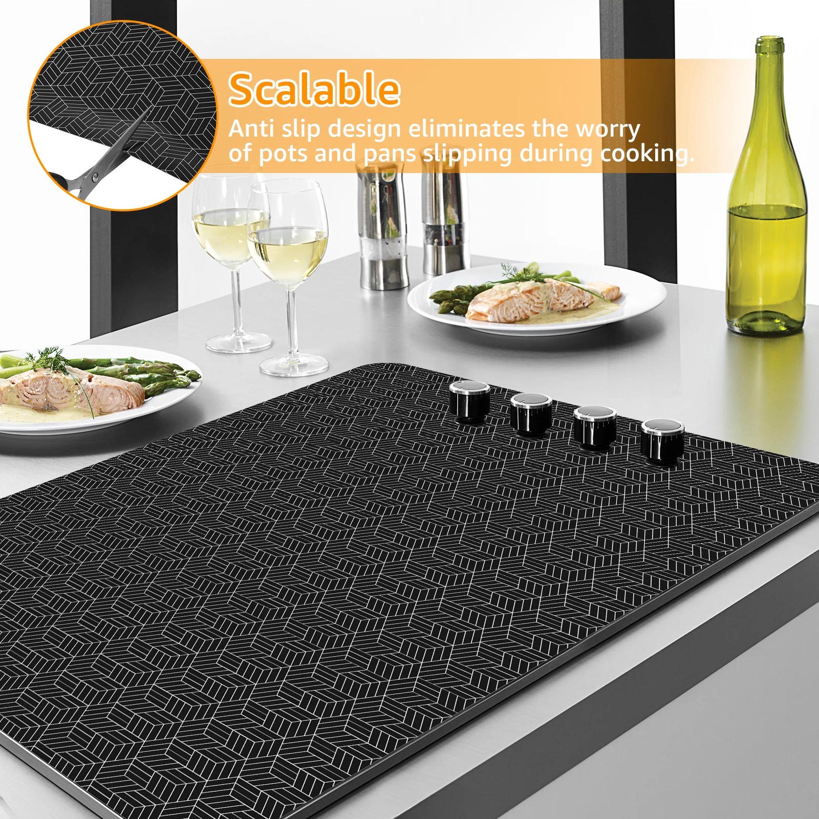 Induction Cooktop Mat Silicone Anti-Scratch Induction CooktopResistant Non-Slip Kitchen Counter Protect Mat Protector Mat Heat