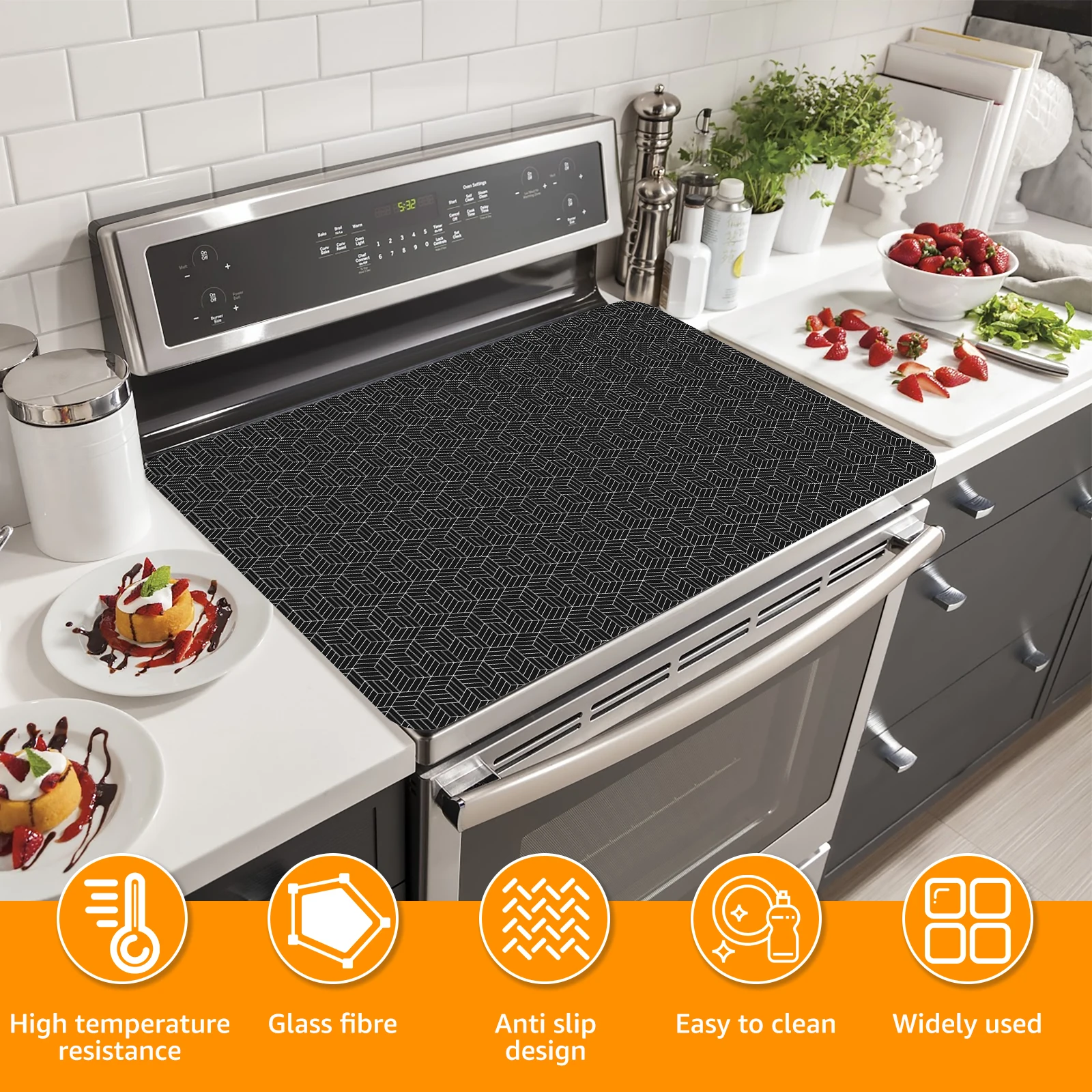 Induction Cooktop Mat Silicone Anti-Scratch Induction CooktopResistant Non-Slip Kitchen Counter Protect Mat Protector Mat Heat