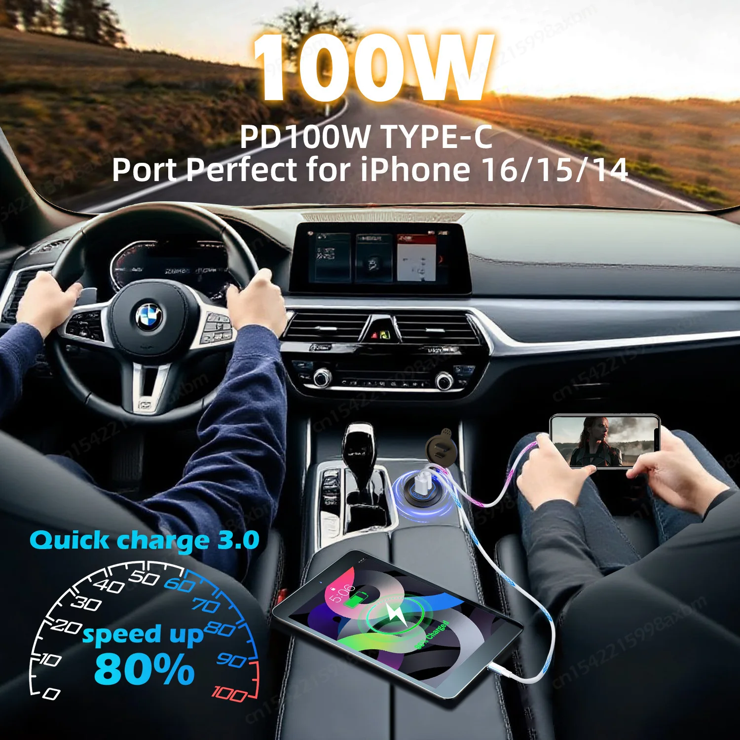 118W Aluminum 12V USB C Laptop Outlet PD 100W Port & QC3.0 18W Car Charger Socket Fast Charging for RV MarineTruck Boat Golf