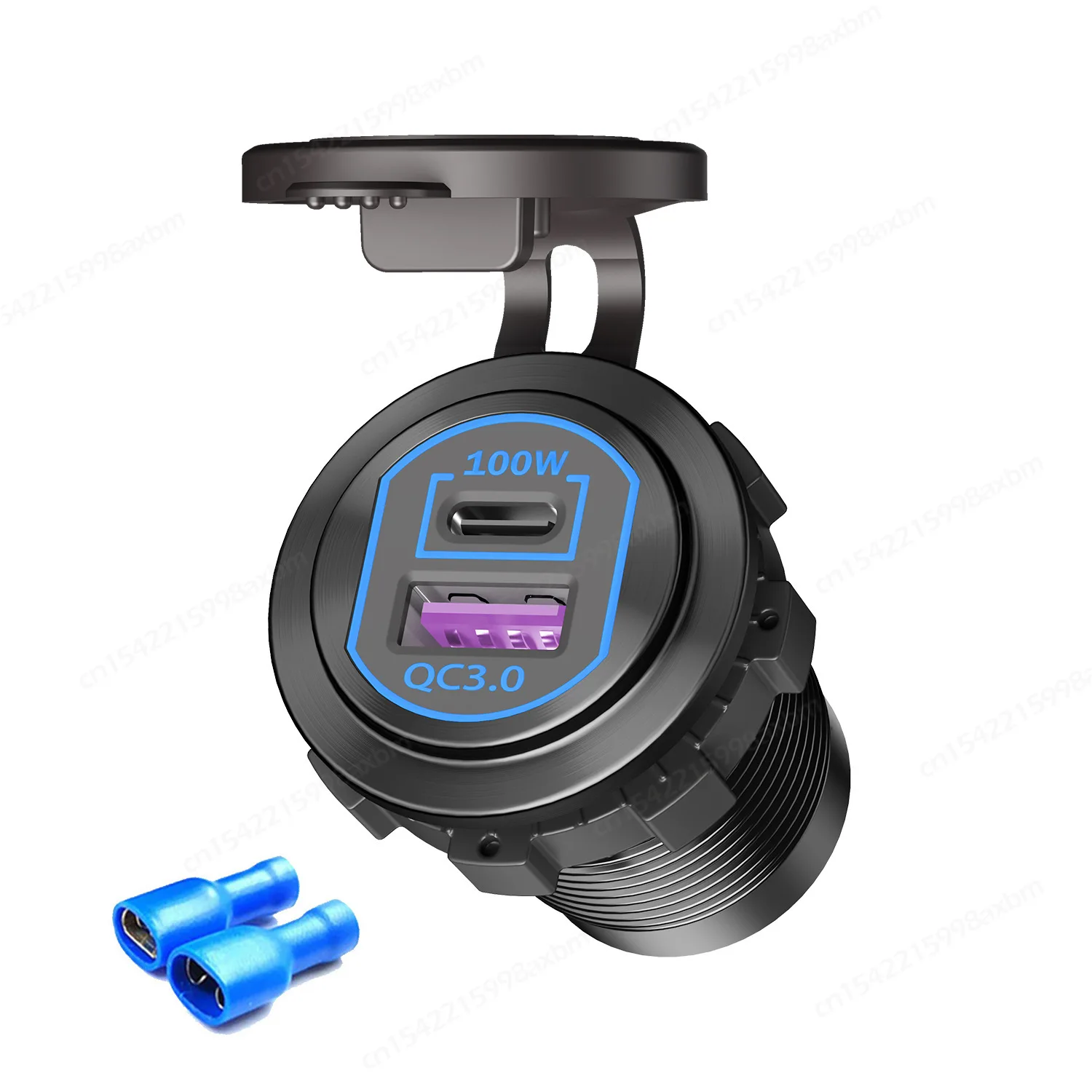 118W Aluminum 12V USB C Laptop Outlet PD 100W Port & QC3.0 18W Car Charger Socket Fast Charging for RV MarineTruck Boat Golf